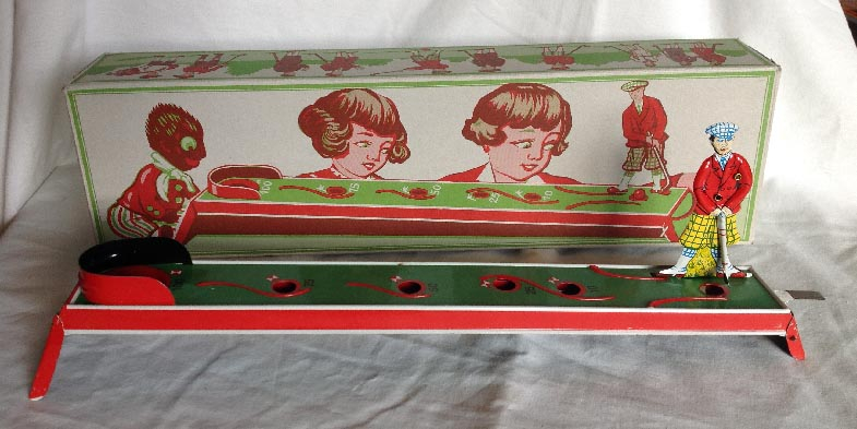 vintage boxed West German made tin plate golf golfing toy